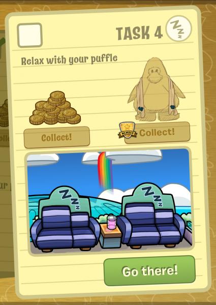 Go to the Puffle Hotel roof and let it sleep.