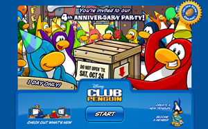 Club Penguin 4th Anniversary Start Screen