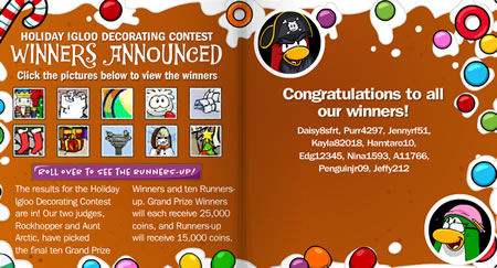 Holiday Igloo Contest Winners