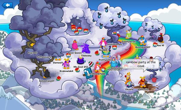 Resultado de imagen para the rainbow puffle party 2015 club penguin